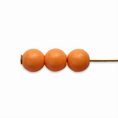 Czech glass round druk beads 50pc creamy pumpkin orange 4mm-Orange Grove Beads