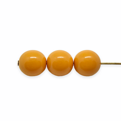 Czech glass round druk beads 25pc creamy pumpkin orange 8mm-Orange Grove Beads