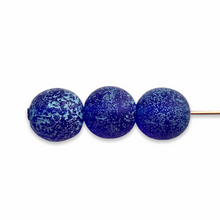 Load image into Gallery viewer, Czech glass round druk beads 25pc etched cobalt light blue wash 8mm-Orange Grove Beads
