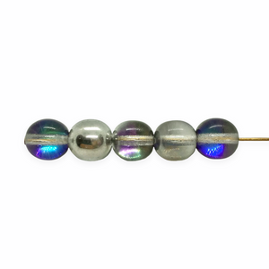 Czech glass round druk beads 30pc Heliotrope silver purple blue 8mm-Orange Grove Beads