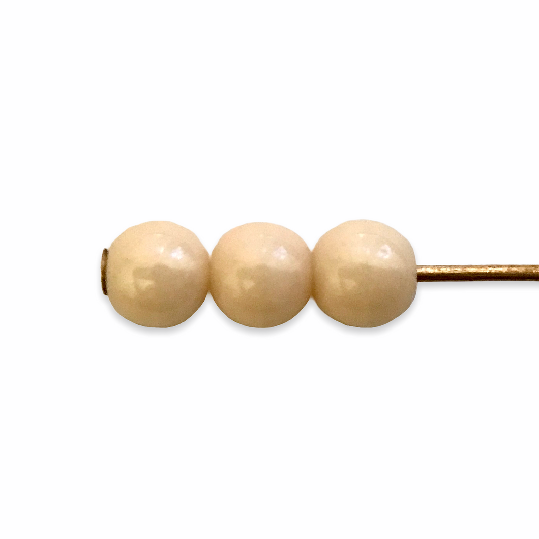 Czech glass round druk beads 50pc ivory luster 4mm-Orange Grove Beads