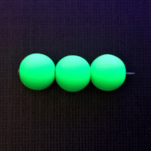 Load image into Gallery viewer, Czech glass round beads 25pc matte neon green UV glow 8mm
