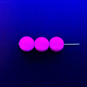 Czech glass round beads 25pc matte neon purple pink UV glow 8mm