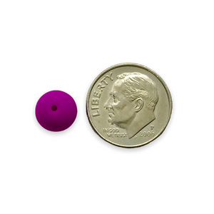 Czech glass round beads 25pc matte neon purple pink UV glow 8mm