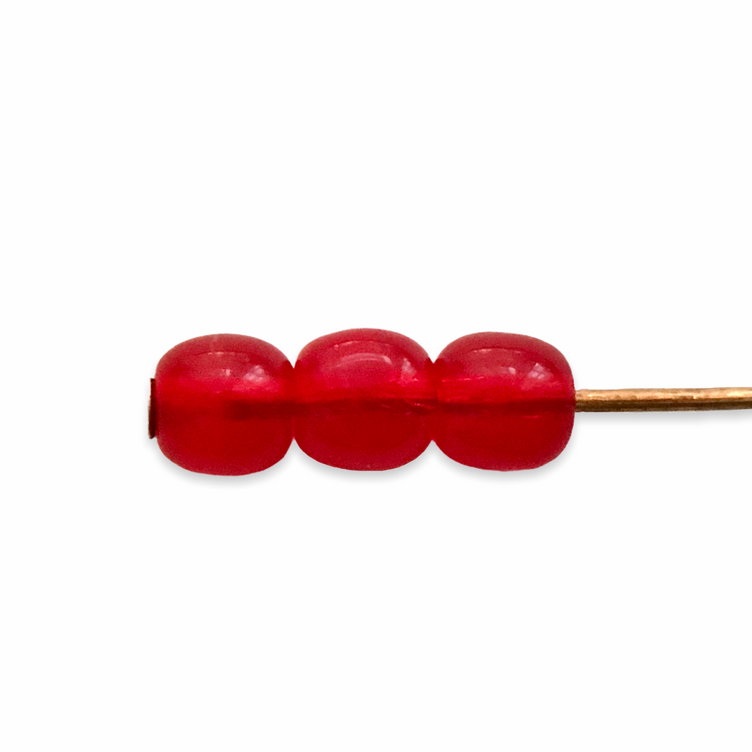 Czech glass round druk beads 50pc milky red 4mm-Orange Grove Beads