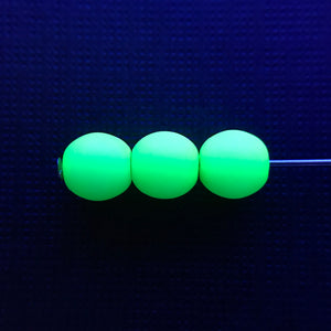 Czech glass round druk beads READ DESCRIPTION 60pc neon green UV glow 6mm