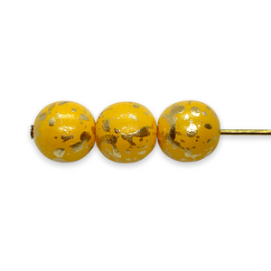 Czech pressed glass round druk beads 25pc yellow orange gold rain 8mm-Orange Grove Beads