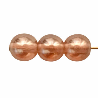 Czech glass round druk beads 30pc peach shimmer 6mm-Orange Grove Beads
