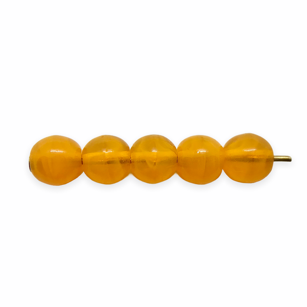 Czech glass round druk beads 50pc opaline orange 5mm-Orange Grove Beads