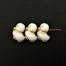 Load image into Gallery viewer, Czech glass rubber duckling duck beads 6pc white gold 16x14mm
