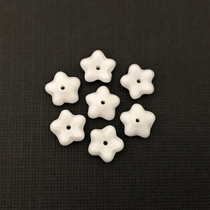 Czech glass shallow flower cup beads 30pc opaque white 8x3mm-Orange Grove Beads