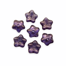 Load image into Gallery viewer, Czech glass shallow flower cup bead caps 30pc purple bronze 8mm-Orange Grove Beads
