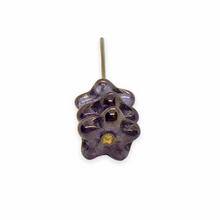 Load image into Gallery viewer, Czech glass shallow flower cup bead caps 30pc purple bronze 8mm
