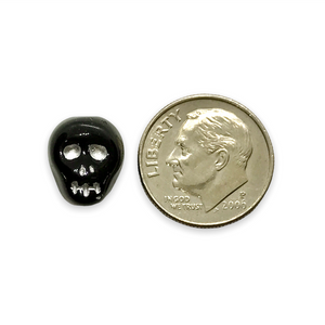 Czech glass skull beads 12pcs Halloween black white gold silver mix 12mm