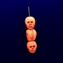Load image into Gallery viewer, Czech glass skull beads 8pc UV neon orange 12mm
