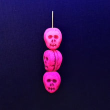 Load image into Gallery viewer, Czech glass skull beads 8pc UV neon pink 12mm
