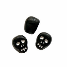 Load image into Gallery viewer, Czech glass skull beads 8pc shiny opaque black silver decor 12mm

