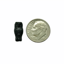 Load image into Gallery viewer, Czech glass small owl beads 15pc jet black 15x7mm
