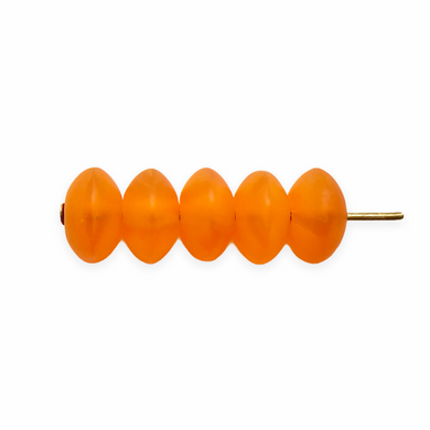 Czech glass smooth rondelle disk beads 30pc frosted orange 7x3mm-Orange Grove Beads