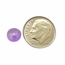Load image into Gallery viewer, Czech glass smooth rondelle disk beads 30pc frosted thistle purple 7x3mm
