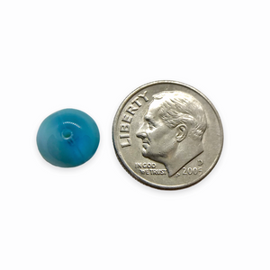 Czech glass smooth rondelle beads 20pc ocean blues blend 9x6mm