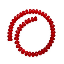 Load image into Gallery viewer, Czech glass smooth rondelle disk beads 50pc translucent ruby red 7x4mm-Orange Grove Beads
