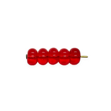 Load image into Gallery viewer, Czech glass smooth rondelle disk beads 50pc translucent ruby red 7x4mm
