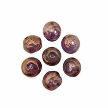 Load image into Gallery viewer, Czech glass snail spiral rondelle beads 25pc Lumi purple bronze 8mm-Orange Grove Beads
