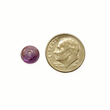 Load image into Gallery viewer, Czech glass snail spiral rondelle beads 25pc Lumi amethyst purple bronze 8mm
