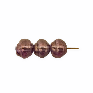 Czech glass snail spiral rondelle beads 25pc Lumi amethyst purple bronze 8mm