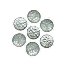 Load image into Gallery viewer, Czech glass snowflake coin beads 10pc matte crystal silver 12mm #2-Orange Grove Beads

