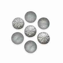 Load image into Gallery viewer, Czech glass snowflake coin beads 10pc matte crystal silver 12mm-Orange Grove Beads
