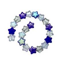 Load image into Gallery viewer, Czech glass puffy star beads charms 20pc blues mix 12mm-Orange Grove Beads
