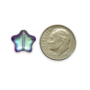 Czech glass star beads 20pc crystal copper rainbow 12mm