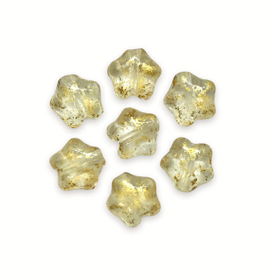 Czech glass tiny star shaped beads 50pc crystal gold rain 6mm-Orange Grove Beads