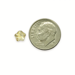 Czech glass tiny star beads 50pc crystal gold rain 6mm
