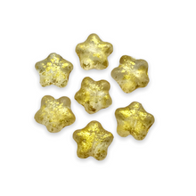 Load image into Gallery viewer, Czech glass star beads 25pc frosted clear crystal gold rain 8mm-Orange Grove Beads
