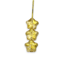 Load image into Gallery viewer, Czech glass star beads 25pc frosted clear crystal gold rain 8mm
