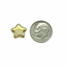 Load image into Gallery viewer, Czech glass star beads charms 20pc crystal yellow rainbow AB 12mm

