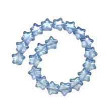 Load image into Gallery viewer, Czech glass puffed star beads 20pc light sapphire blue AB finish 12mm-Orange Grove Beads
