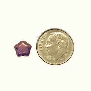 Czech glass star beads charms 25pc translucent lumi plum purple 8mm