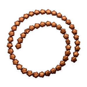 Czech glass tiny star beads charms 50pc matte copper metallic 6mm-Orange Grove Beads