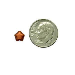 Czech glass tiny star beads 50pc matte copper metallic 6mm