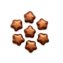 Load image into Gallery viewer, Czech glass tiny star beads charms 50pc matte copper metallic 6mm-Orange Grove Beads
