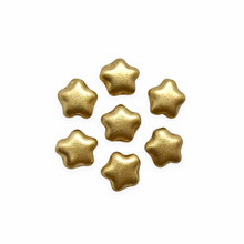 Load image into Gallery viewer, Czech glass tiny star beads charms 50pc matte Aztec gold metallic 6mm-Orange Grove Beads
