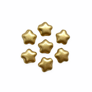 Czech glass tiny star beads charms 50pc matte Aztec gold metallic 6mm-Orange Grove Beads