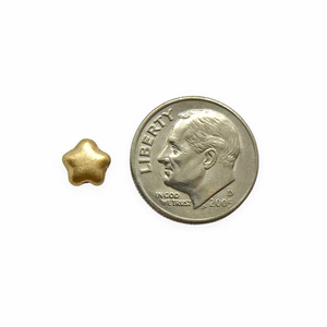 Czech glass tiny star beads 50pc matte Aztec gold 6mm