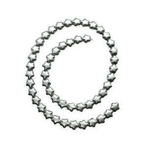 Czech glass tiny star beads charms 50pc matte silver metallic 6mm-Orange Grove Beads