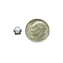 Load image into Gallery viewer, Czech glass tiny star beads 50pc matte silver metallic 6mm
