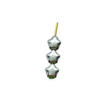 Load image into Gallery viewer, Czech glass tiny star beads 50pc matte silver metallic 6mm
